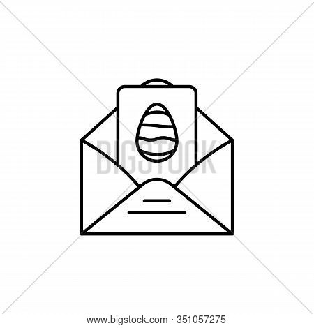 Letter, Egg, Mail, Easter Line Icon On White Background