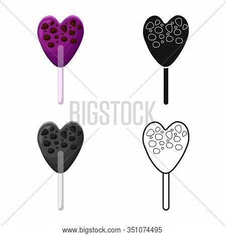 Isolated Object Of Lollipop And Stick Sign. Web Element Of Lollipop And Heart Stock Vector Illustrat