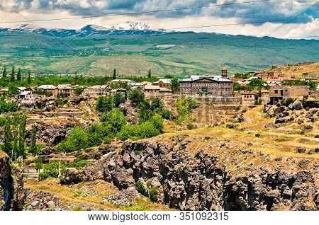 Aerial View Of Oshakan Village With Saint Mesrop Mashtots Church In Armenia