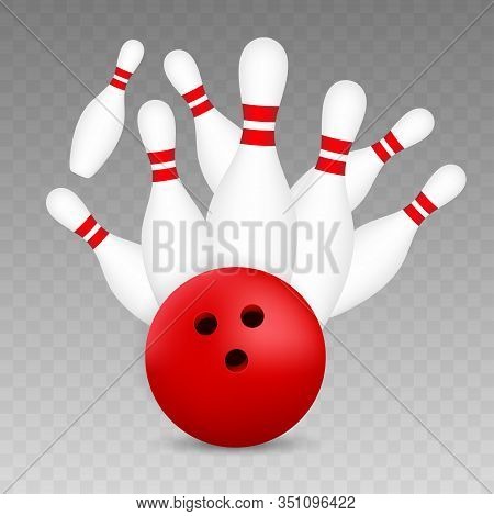 Bowling Poster. Bowling Game Leisure Concept. Vector Stock Illustration.