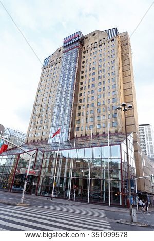 Malmo, Sweden - September 3, 2019: Exterior View Of The Scandic Hotel Triangeln In Downtown Malmo.