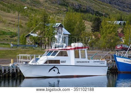 Seydisfjordur Iceland - June 10. 2019: Passenger Boat In Port Of Seydisfjordur