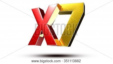3d Illustration X7 Red Gold Isolated On A White Background.(with Clipping Path).