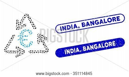 Mosaic Euro Recycling And Corroded Stamp Seals With India, Bangalore Text. Mosaic Vector Euro Recycl