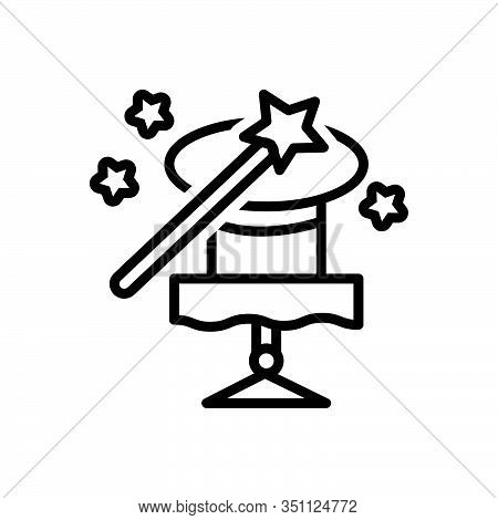 Black Line Icon For Magic-trick Magic Trick Fascination Spell Charm Enchantment Magician Wizards Sti