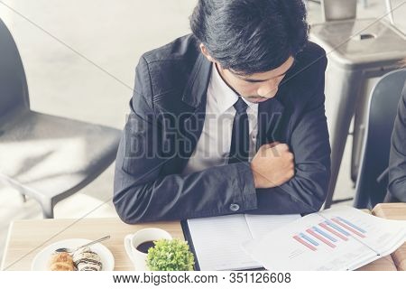 Stress Young Businessman Being Serious Busy Failure Jobs Can't Work Under Pressure Or Stress Situati