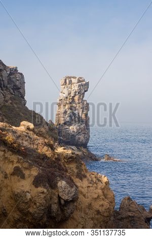 Papoa Cliffs And Sea In Peniche. Portugal