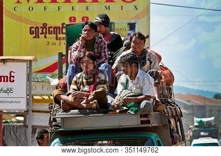 Heho, Myanmar - Nov 08, 2019: People At A Market In The City Center Of Heho In Myanmar, Former Burma