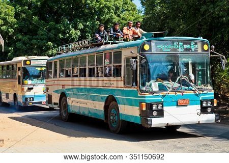 Bagan, Myanmar - Nov 16, 2019: Burmese People Demonstrating For Aung San Suu Kyi In Bagan
