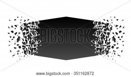 Abstract Black Explosion Isolated On White Background. Vector Square Destruction Shapes With Debris.