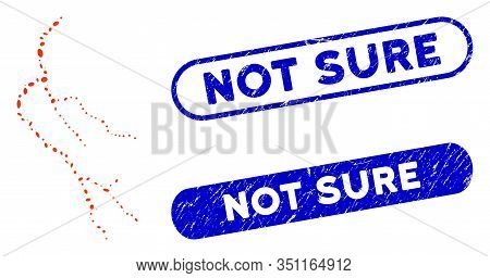 Mosaic Lightning And Rubber Stamp Watermarks With Not Sure Caption. Mosaic Vector Lightning Is Creat
