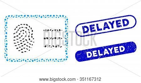 Mosaic Biometric Account And Distressed Stamp Seals With Delayed Text. Mosaic Vector Biometric Accou