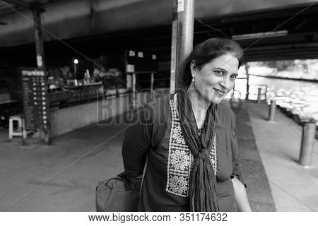 Portrait Of Mature Beautiful Indian Woman Exploring The City
