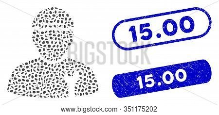 Mosaic Mechanic And Rubber Stamp Seals With 15.00 Phrase. Mosaic Vector Mechanic Is Created With Ran