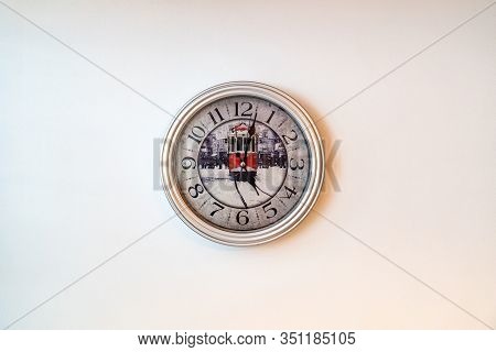 Wall Clock With Arabic Numerals White Dial And Red The Istanbul Tram