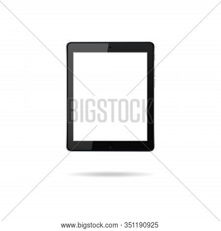 Realistic Black Tablet With Blank Touchscreen Isolated On White Background. Modern Pc Device. Vertic