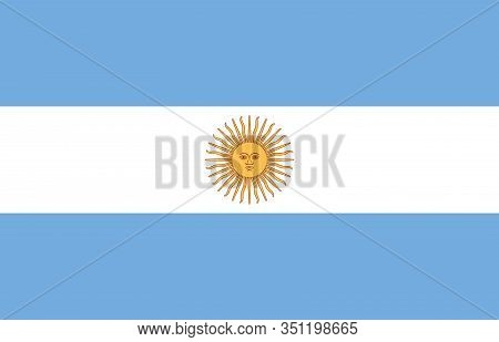 Argentina Flag With Official Colors And The Aspect Ratio Of 9:14. Flat Vector Illustration.