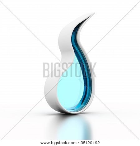 Goccia d'acqua blu fatta di vetro