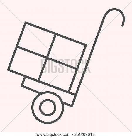 Cargo Trolley Thin Line Icon. Package Delivering Cart With Handle. Postal Service Vector Design Conc