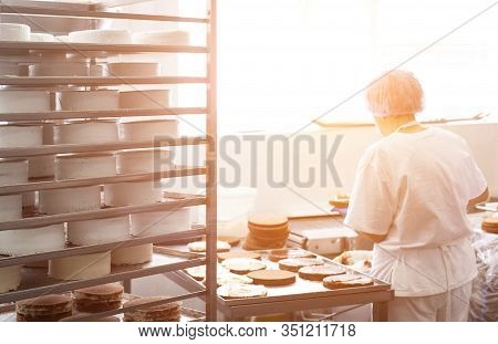 Confectioner Makes Cakes And Pies In The Confectionery Industry, Sunlight, Cake Blank