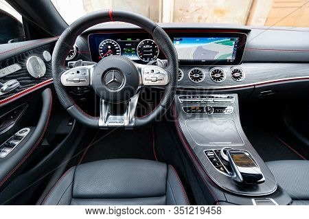 Prague, Czech Republic - February 1, 2019: Interior Of Mercedes-benz E53 Amg In Prague, Czech Republ