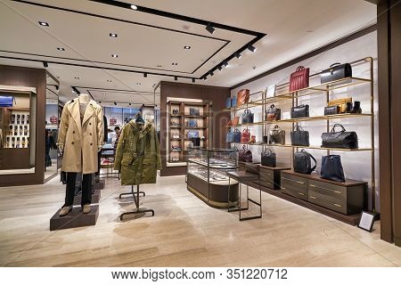HONG KONG, CHINA - JANUARY 22, 2019: interior shot a Dunhill store in Hong Kong. Alfred Dunhill Limited is a British luxury goods brand, specialising in menswear, leather goods, and accessories.