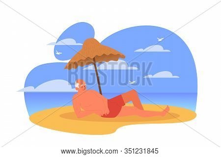 Happy And Active Senior Spending Time On The Beach.