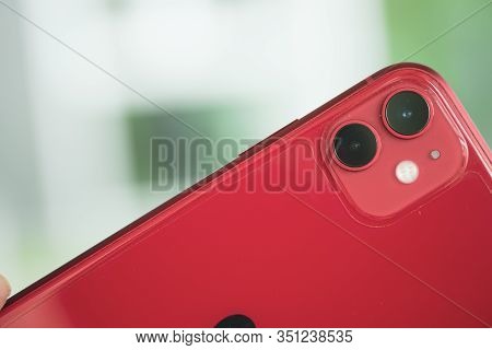 Bangkok, Thailand - February 17, 2020: Apple Iphone 11 Product Red. New Smartphone From The Company 