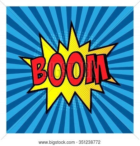 Boom. Comic Book Explosion. Blue Vector Illustration