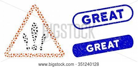 Mosaic Multiple Problems And Rubber Stamp Seals With Great Caption. Mosaic Vector Multiple Problems 