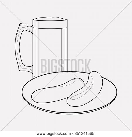 German Beer With Sausage Icon Line Element. Vector Illustration Of German Beer With Sausage Icon Lin