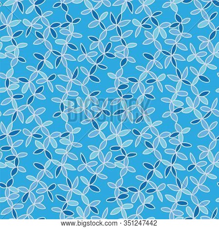 Simple Blue Flowers Seamless Vector Doodle Pattern. Decorative Girly Surface Print Design. Grat For 