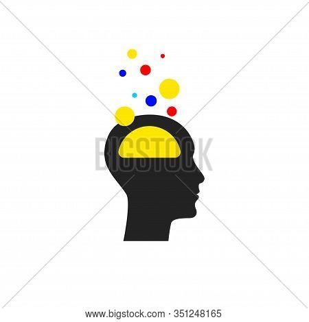 Brain Activity Icon, Profile Of Man, Neurotransmitters Concept