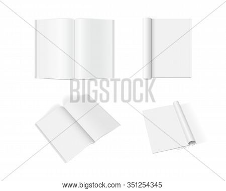 Set Of Magazine Covers From Different Sides On A White Background Vector Mock Up