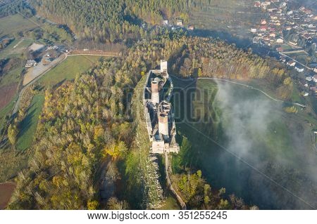 Checiny Castle Near Kielce,aerial Drone Poland