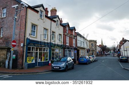 Flint, Uk: Feb 11, 2020: A General Street Scene Of The Welsh Town Of Flint. The View Seen From Close