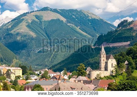 Old town Eisenerz near iron mine Erzberk, Styria, Austria