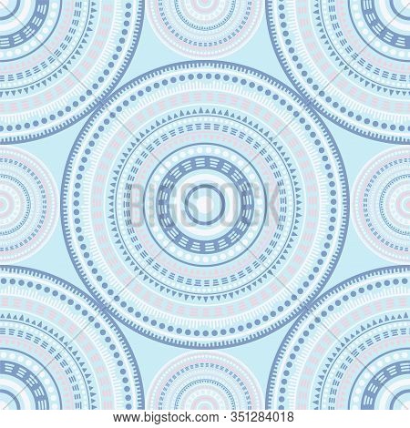 Islamic Folk Motifs Seamless Pattern. Circle Medallion Mandala Geometric Tiles. Textile Print Templa