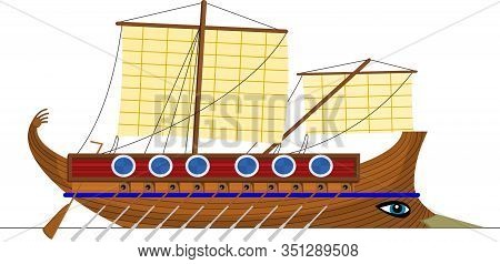 Greek Ancient Argo Ship On White Background
