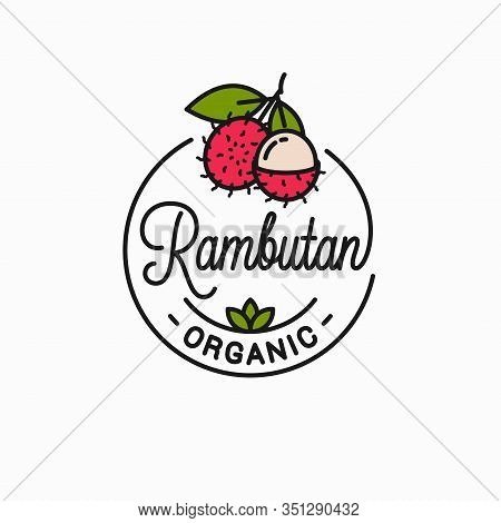 Rambutan Fruit Logo. Linear Of Rambutan Slice