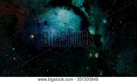 Hubble Views Galaxy And Nebula. Elements Of This Image Furnished By Nasa.