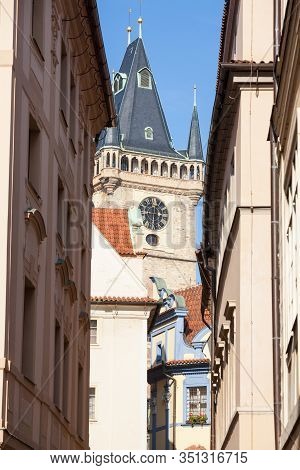Clock Tower Of Old Town Hall, A Major Landmark Of Prague, Czech Republic, Also Called Staromestska R