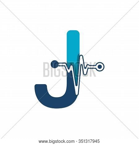 Letter J With Pulse Logo Vector Element Symbol Template