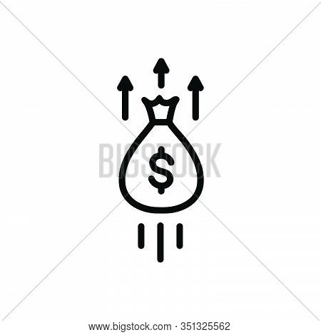 Black Line Icon For Growth Money-bag Riches Piles Wealth Mammon Capital Cash Fund Investment Trendy