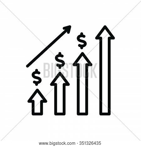 Black Line Icon For Economic-investment Graph Progress Budgetary Monetary Commercial Fiscal Venture 