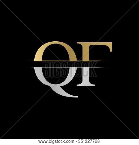 Initial Monogram Letter Qf Logo Design Vector Template. Silver And Gold Qf Letter Logo Design