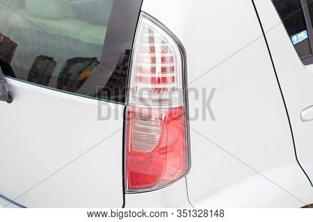 Novosibirsk, Russia - 02.17.2020: Used Silver Toyota Passo With An Engine Of 1.3 Liters Rear Taillam