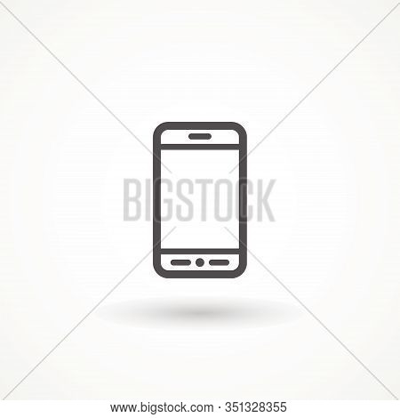 Smartphone Line Icon. Mobile Phone Sign Isolated On White Background Symbol, Ui. Editable Strok Cell
