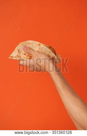 National Food Concept. Mexican National Food Tacos Or Tatar National Food - Kystyby In Hand On An Or