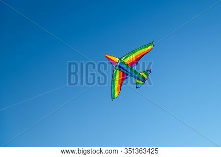 A Colorful Kite Flying In The Sky Is A Symbol Of Freedom And Equality Of Free Sexual People. Airplan